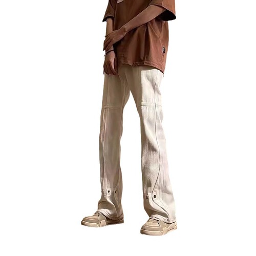 American Vibe Streetwear Elastic Denim Straight Leg Spring and Autumn Slimming Men's Pants