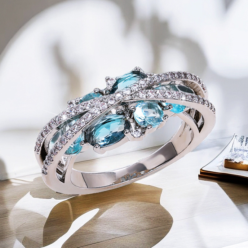 Double Layer Geometric Ring Elegant Hollow X-shaped Jewellery_voghion.com