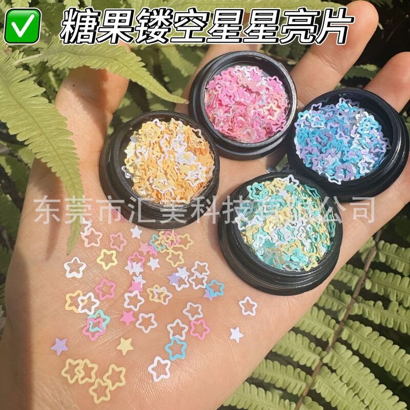 Kexiyan Nail Art Candy Hollow Star Sequins Flower Heart Small Ornaments Korean Sequin Nail Decoration Kexiyan Nail Art Candy Hollow Star Sequins Flower Heart Small Ornaments Korean Sequin Nail Decoration