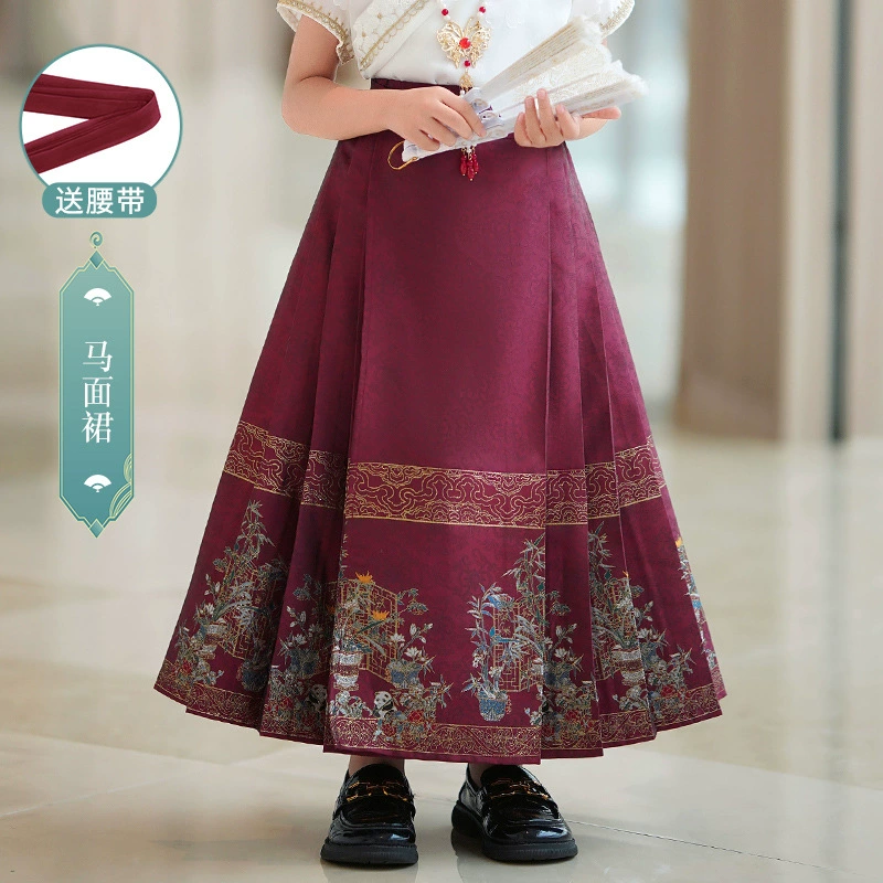 Horse-faced skirt mid-large children's suit 2025 new children's national style high-end Chinese costume for girls Chinese style ancient costume