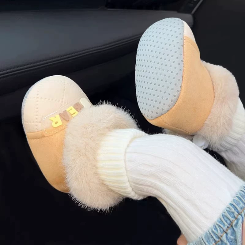 Детская зимняя обувь для мужчин и женщин плюс бархат для детей 0-1 год мягкая подошва хлопковая обувь 3-6-9 месяцев для защиты ног