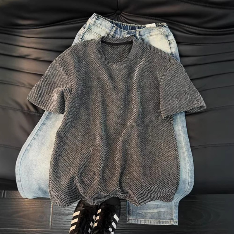 Men's Summer Short-Sleeve T-Shirt with a High-End Feel, Stylish and Cool, Heavyweight American-Style Twill Design, Regular Shoulder Half-Sleeve Men's Summer Short-Sleeve T-Shirt with a High-End Feel, Stylish and Cool, Heavyweight American-Style Twill Design, Regular Shoulder Half-Sleeve