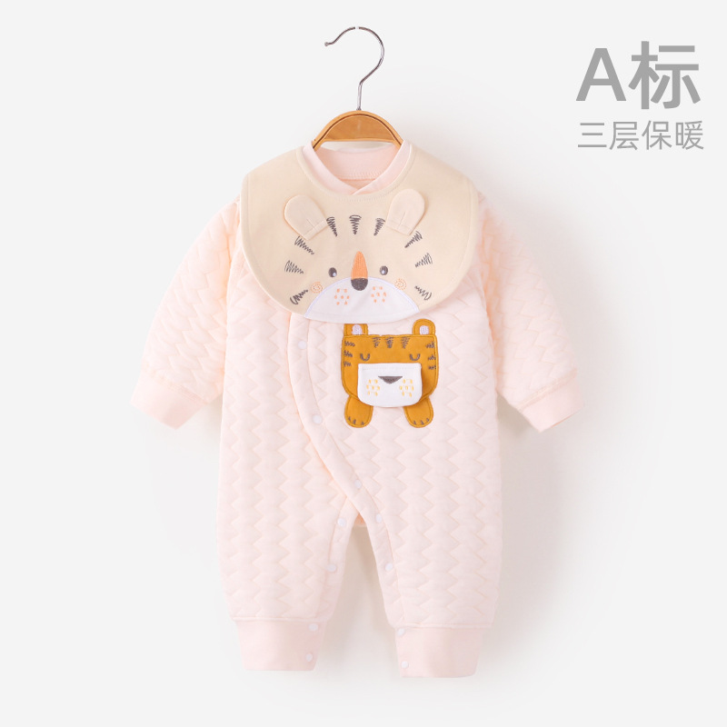 Bebé mono bebé caliente mameluco de manga larga mameluco recién nacido sin hueso ropa lindo babero cierre a presión