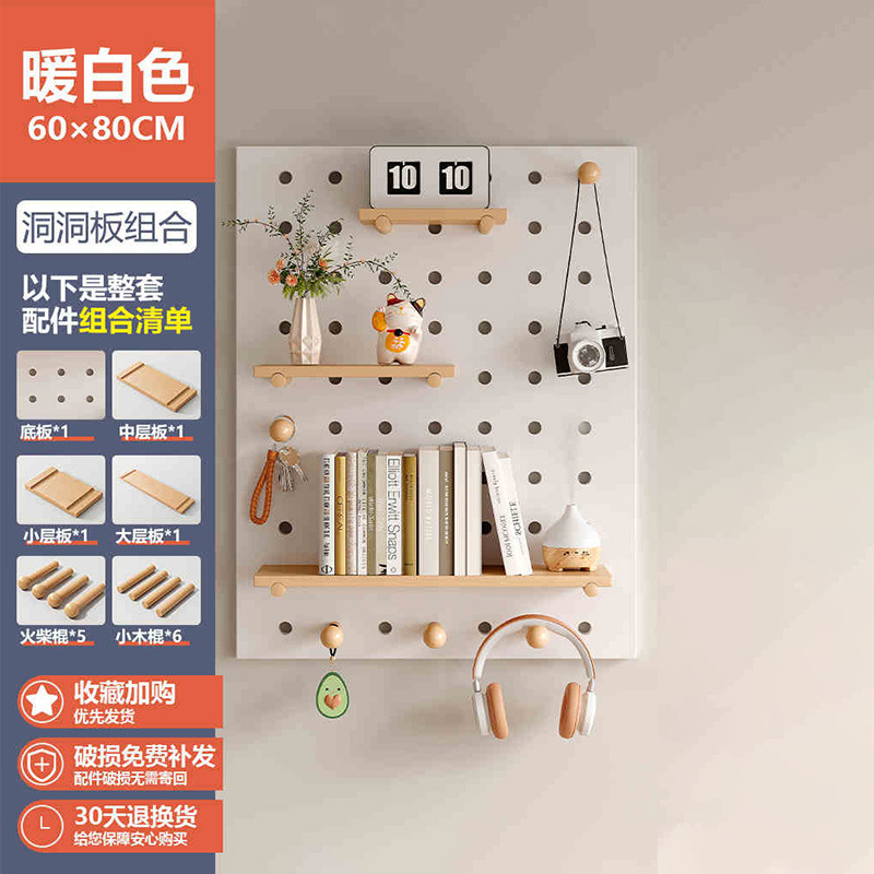 Estandarte de exhibición de almacenamiento en pared de madera de mesa doméstica con agujero redondo de agujero de placa