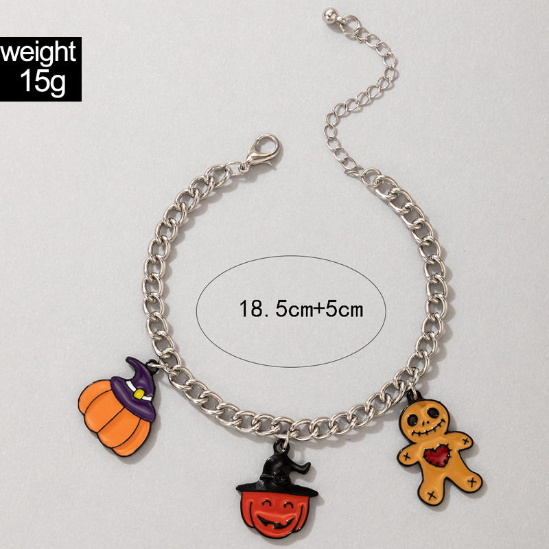 Halloween fun wizard hat pumpkin lantern ghost doll pendant bracelet wholesale nihaojewelrypicture6