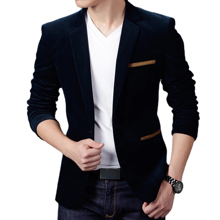 Fast selling men's autumn new casual suit men's Korean slim corduroy is a solid color coat