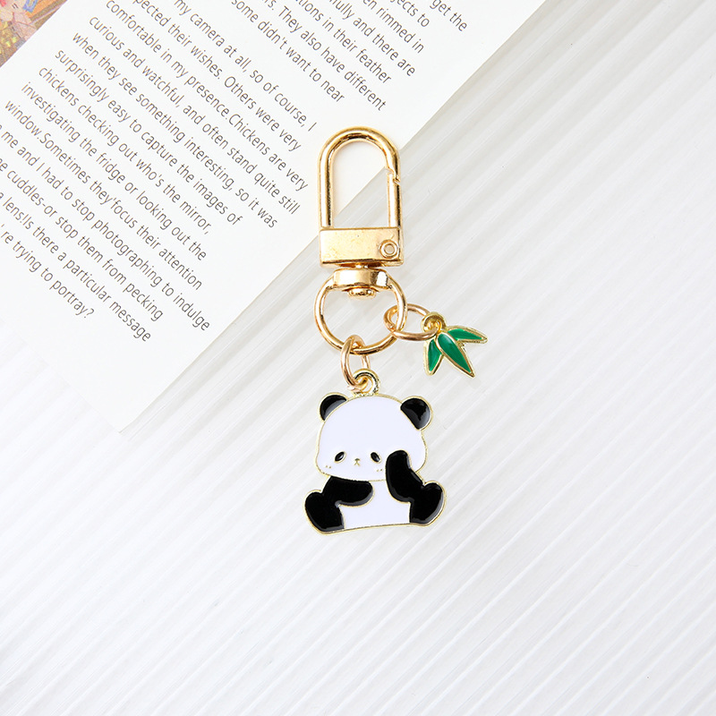 New Cute Panda Metal Keychain Cartoon Cute Funny Panda Key Chain Pendant Men and Women Bag Pendant