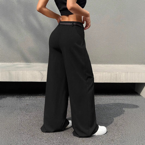 Cross-border summer new style women's straight-leg suit pants, high-waisted wide-leg versatile casual petite straight-leg floor-length pants