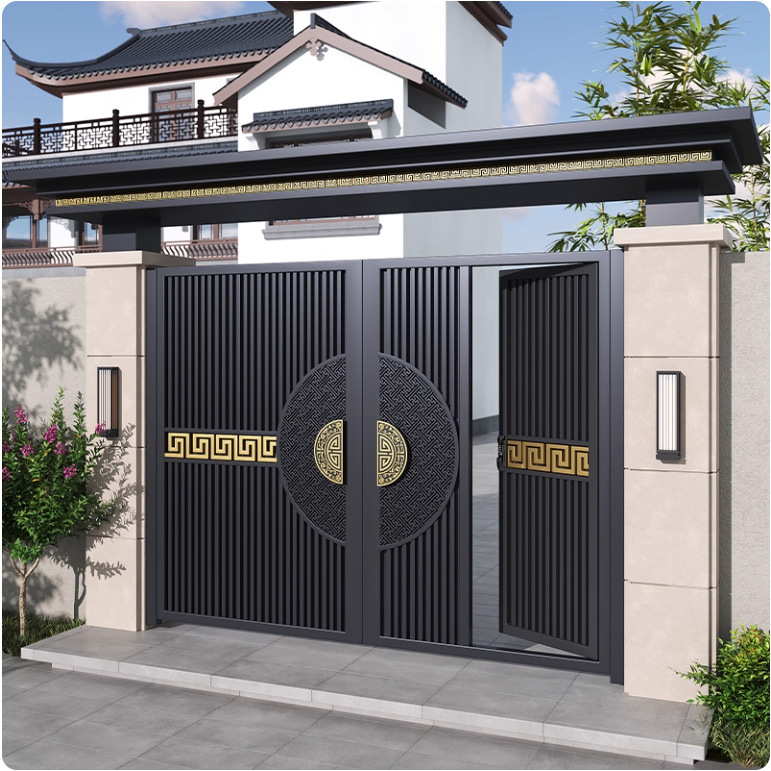 Modern Iron Door House Double-open Courtyard Door Self-built House Aluminum Alloy Garden Door Outdoor Stainless Steel Sub-mother Door