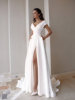 Summer white colored sexy evening dress, skirt, European style, V-neckline