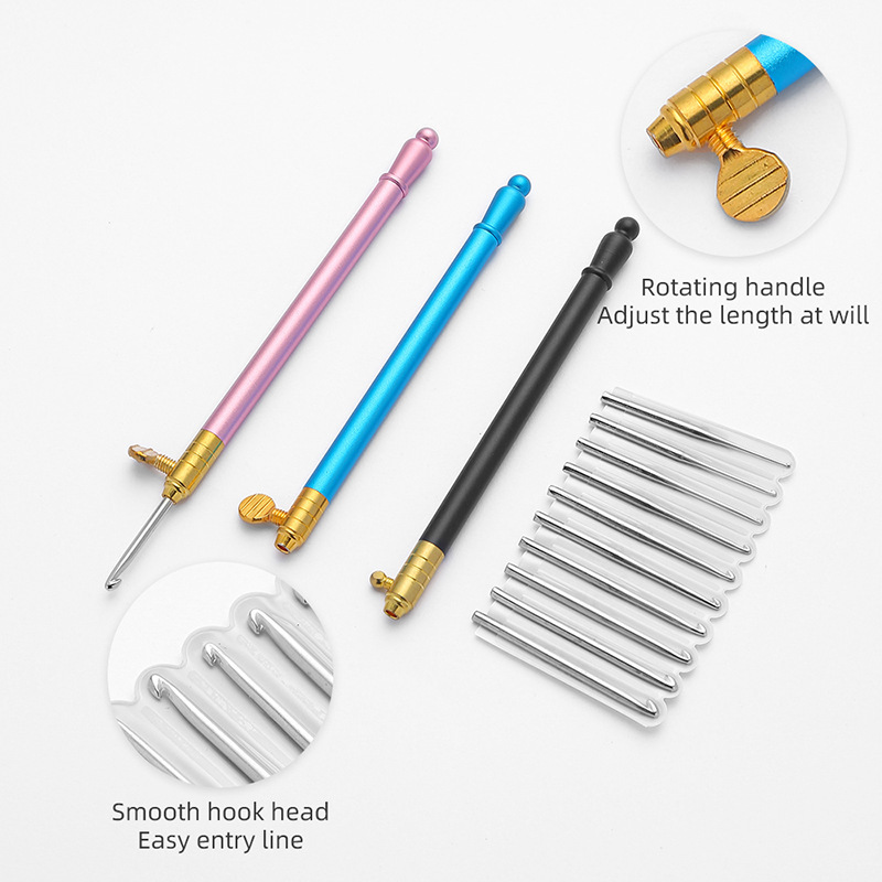 Venta caliente transfronteriza mango de metal cabeza intercambiable encaje crochet tejido a mano bricolaje herramienta de tejido bordado crochet