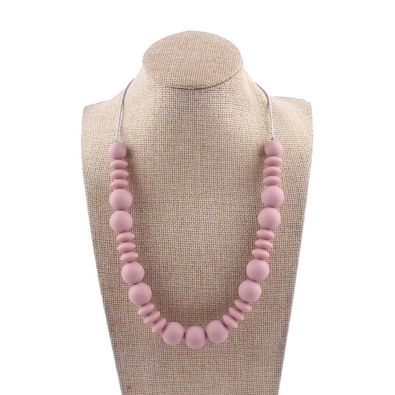 Nuevo bebé molar silicona mordedor collar masticable colgante creativo DIY cuentas redondas espaciador cuentas collar de cuentas