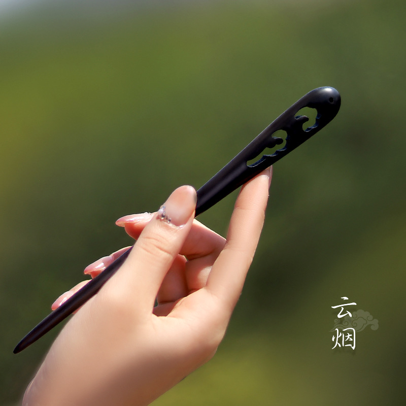 Xiangyun horquilla estilo antiguo simple diario de alto grado updo horquilla de madera nuevo estilo chino accesorios para el cabello palillos de ébano al por mayor