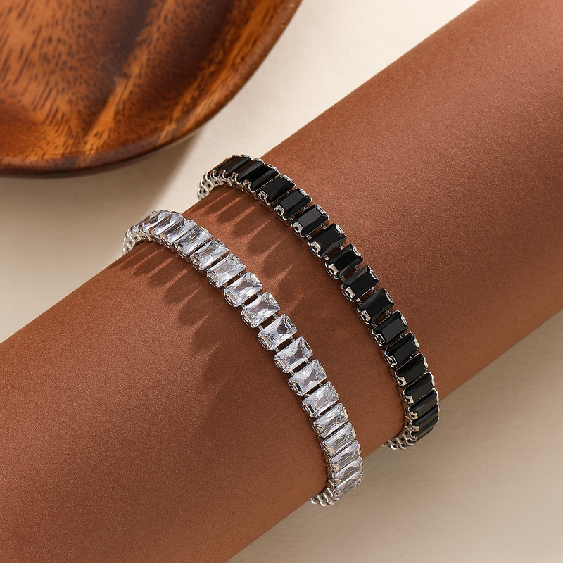 Amazon Cross-Border Best-Selling Colored Diamond Bracelet Full of Diamonds White Zirconium for Boys and Ladies Crystal Zircon Live Broadcast Hot Style