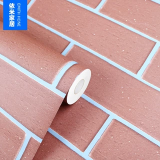 复古红砖墙纸自粘防水防潮加厚宿舍背景墙壁纸过道厨房PVC墙贴