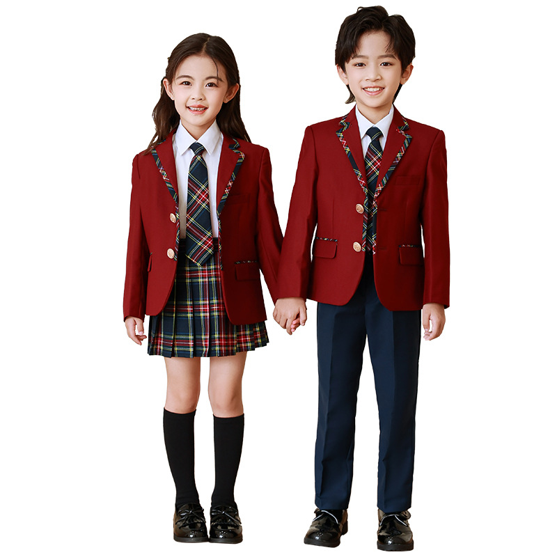 Traje uniforme escolar para niños primavera y otoño invierno estilo de la Universidad británica Primer Grado Escuela Primaria estudiante clase uniforme jardín de infantes traje de uniforme de jardín