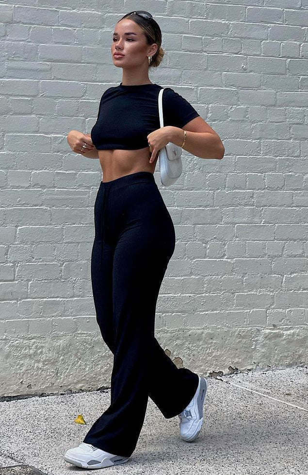 350g Weight Short Sleeve Sleeve Length Polyester Fabric Type Pant Co-ord Set Sets Type 2 Pieces Set Quantity Holiday, Daily Occasion Round Neck Neckline Slim Fit Type Solid Color Pattern Spring Season Women's Gender Streetwear Style Holiday Daily Women's Streetwear Solid Color Polyester Pant Co-ord Set Pants Sets 26