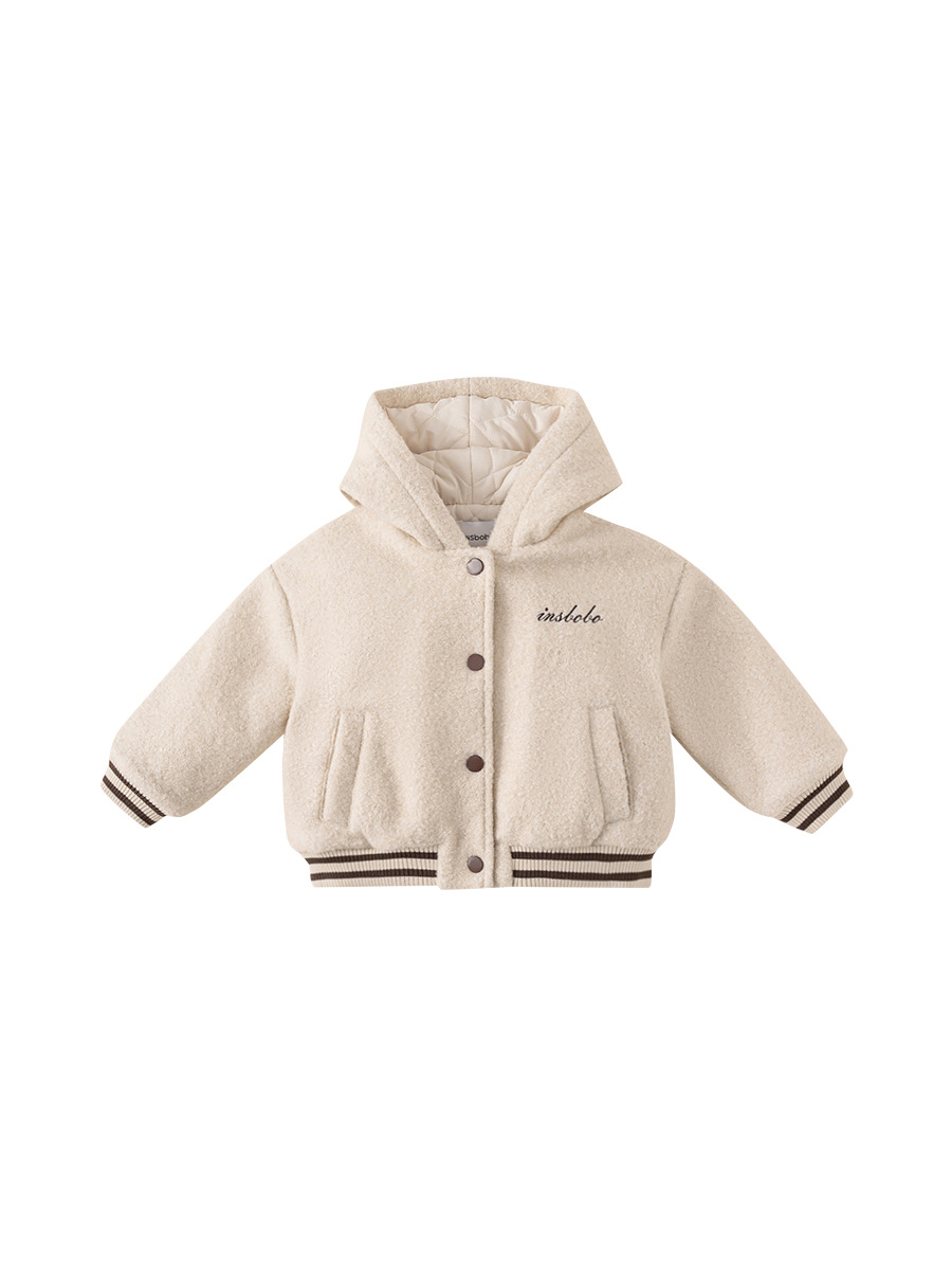 Youbao ropa para niños, abrigo de piel con capucha para niñas, otoño e invierno, nuevos niños, estilo coreano, chaqueta de béisbol gruesa y cálida, cárdigan