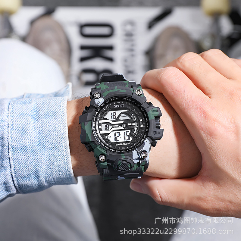 2022 nuevo cross-border amazon gran dial impermeable deportes multi-funcional popular luminoso reloj electrónico de los hombres