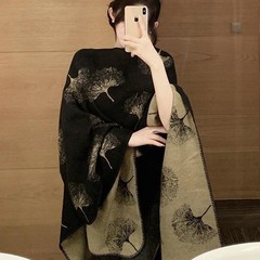 厂家直销25款银杏叶披肩外搭设计感披肩女民族风夏季空调房旅游披