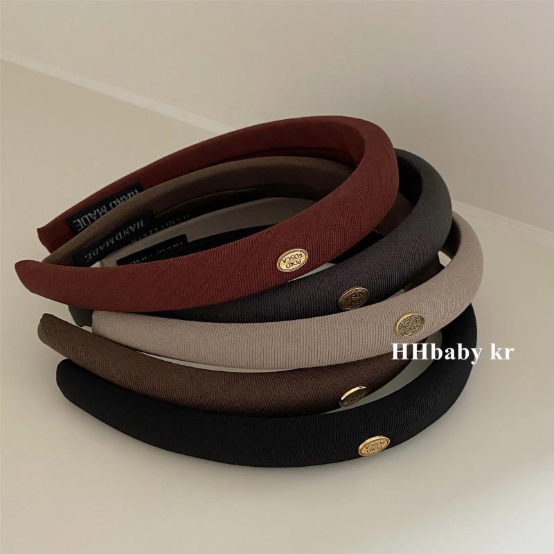 [HHBABY KR] ancora Ancora Red Retro Small Gold Medal Fabric Sponge Hair Band Fashionable Hair Card