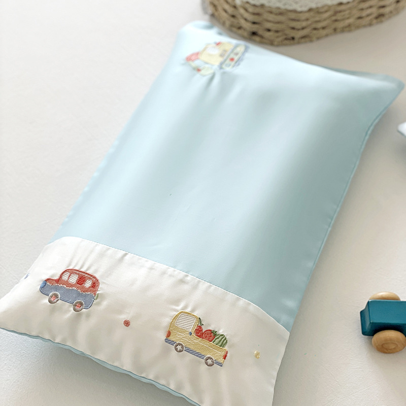 新商品60蘭精糸天子供枕カバー純色刺繍枕カバー夏涼感ライセル繊維枕カバー|undefined