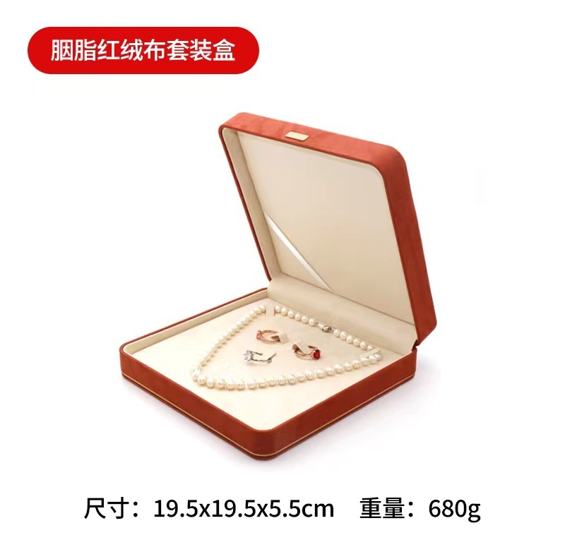 高級puの丸い角のアクセサリーの箱の指輪のペンダントのブレスレットのブレスレットのセットの箱の黄金の宝石の装飾品の包装箱の現物|undefined