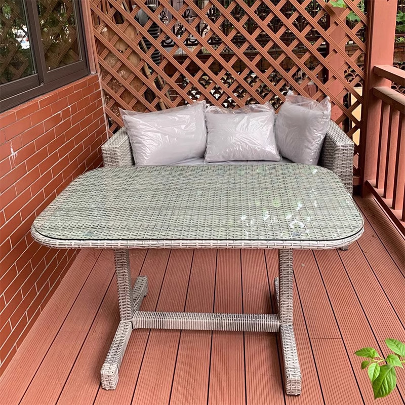 Creativa silla de caña al aire libre sofá doble muebles de caña balcón anti-tejer mesa de jardín mesa y silla combinada mesa de té patio