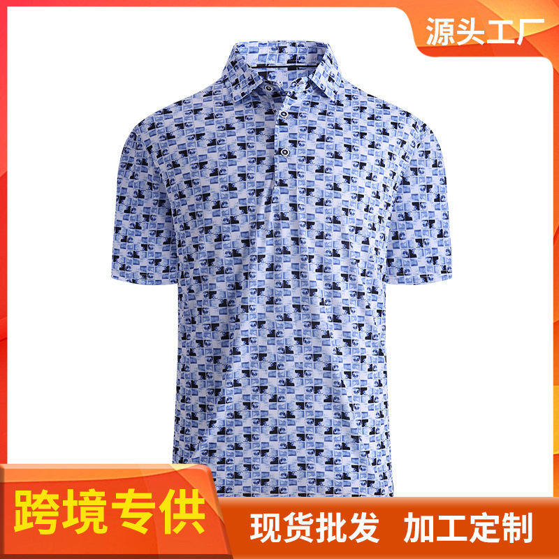 Summer Lapel European and American Polo Shirt Men's Export Golf Sportswear Jersey Top Polo Shirt Short-Sleeved Ready Stock