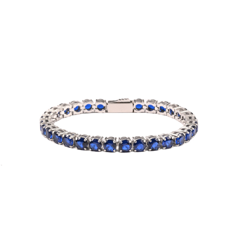 Versatile Square Single-Row Full Diamond Tennis Chain Colorful Zircon Square Bracelet Crystal Travel Souvenir Cross-Border Export