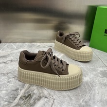 厚底内增高饼干鞋女2023年秋季新款韩版松糕跟网红百搭休闲小白鞋