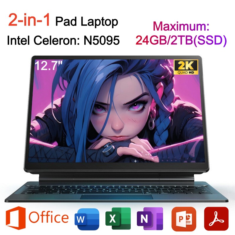In-Stock 12.7-Inch 2K Screen N5095 Laptop Tablet 2-in-1 Wholesale Pc Ultra-Thin and Lightweight