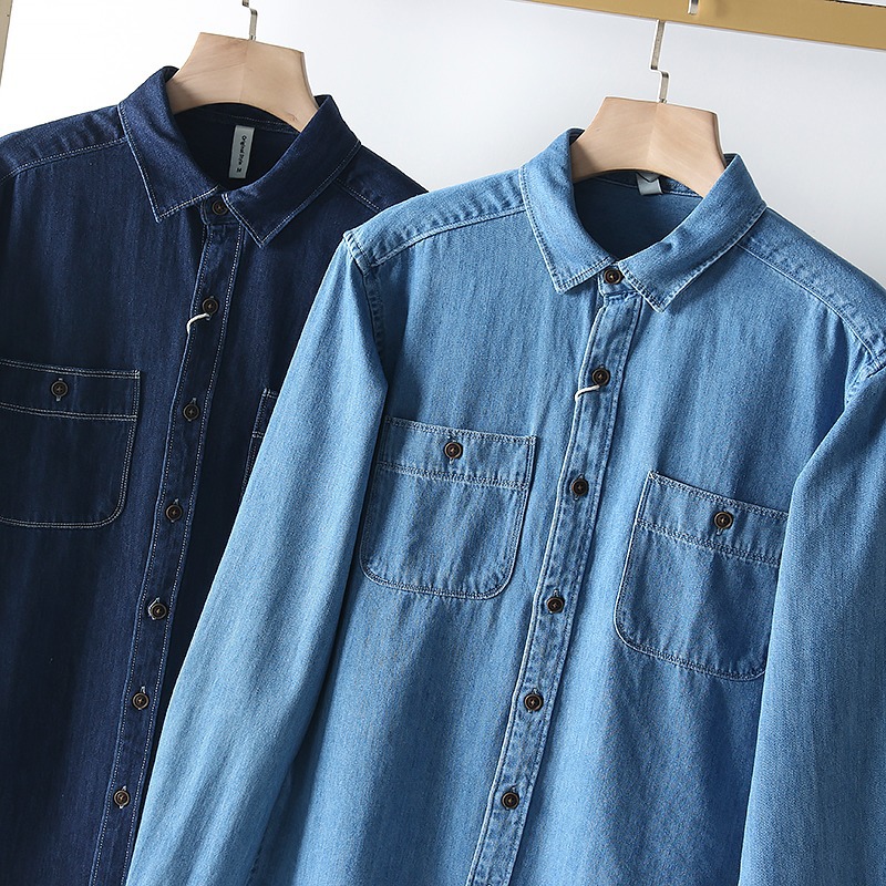 Neue europäisch-amerikanische Hemden für den Außenhandel, Frühling und Herbst, lockere Jeanshemden im amerikanischen Stil für Herren in Übergrößen, erhältlich_voghion.com