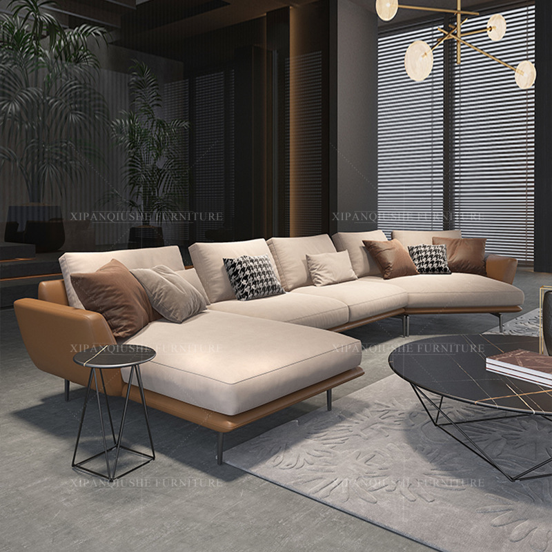 Moderno sofá de tela simple gran apartamento sala de estar italiano minimalista nórdico luz lujo especial-en forma de concubina tecnología sofá de tela