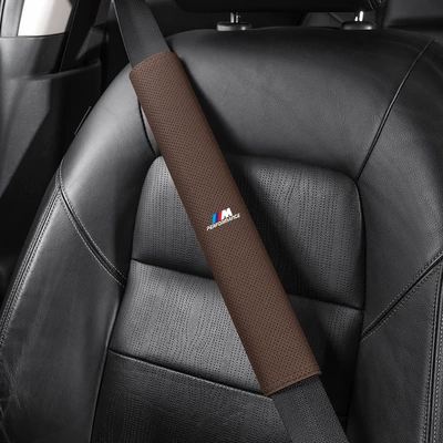 Seat belt shoulder pad, 7 Series X1X3X4X5X6 seat belt shoulder - bmw-m-white-label-38cm-suede-mocha-brown-shoulder-pads-single-pack