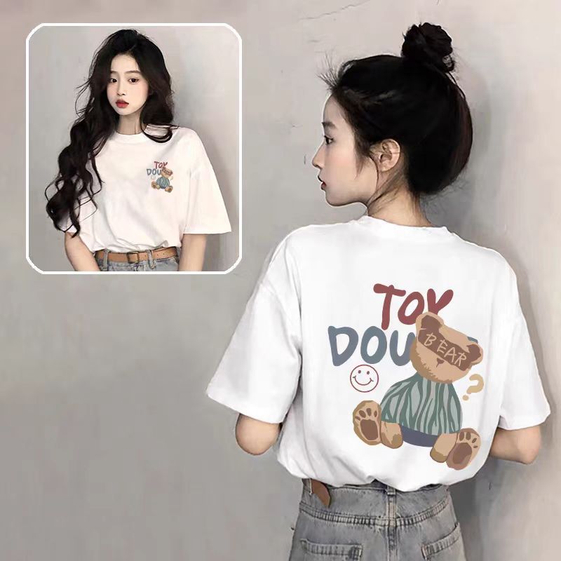 화이트-A59 귀여운 곰돌이 전후 사진 [순면 원단]