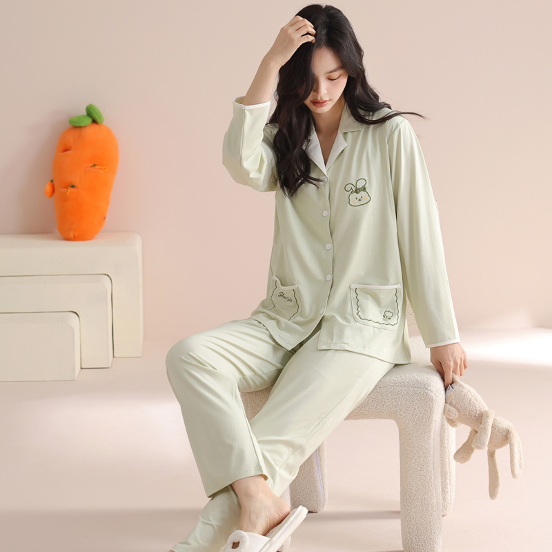 Spring New Modal Nursing Maternity Pajamas Loungewear Set Cardigan Lapel Suitable for Prenatal and Postpartum Wear Spring New Modal Nursing Maternity Pajamas Loungewear Set Cardigan Lapel Suitable for Prenatal and Postpartum Wear