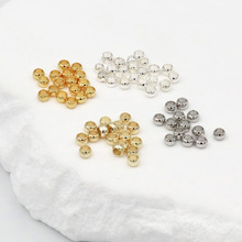 保色18k铜镀真金可夹扁定位珠隔珠DIY手工饰品配件收尾固定珠D12