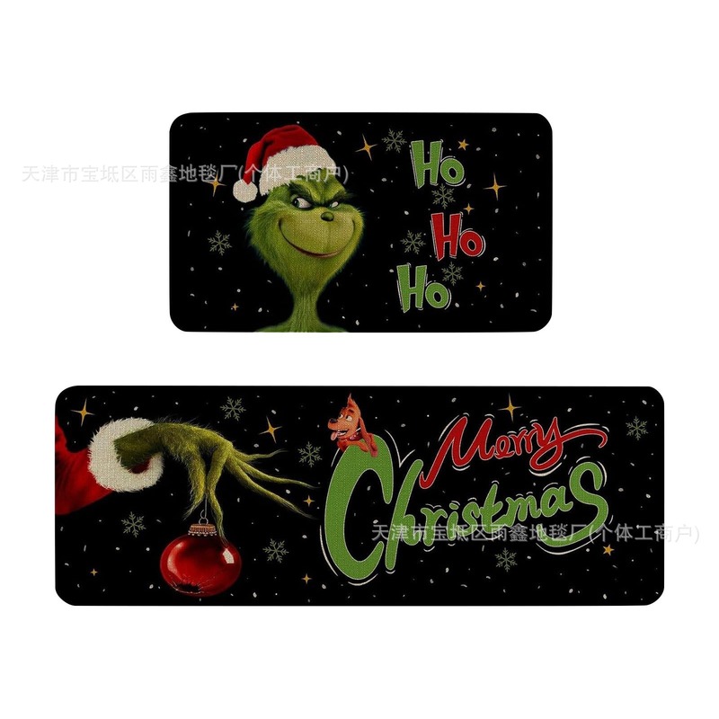 クロスボーダークリスタルベルベットクリスマスデコレーションフロアマットドアノンスリップ防汚フットマットキッチンストリップ油吸収フロアマット|undefined