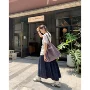 宽松压褶新款高腰半身裙