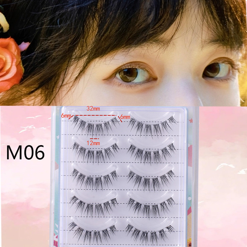 Suministro directo de fábrica transfronteriza natural larga Cruz gruesa japonés 3D afilado tallo transparente Luna doblar pestañas postizas