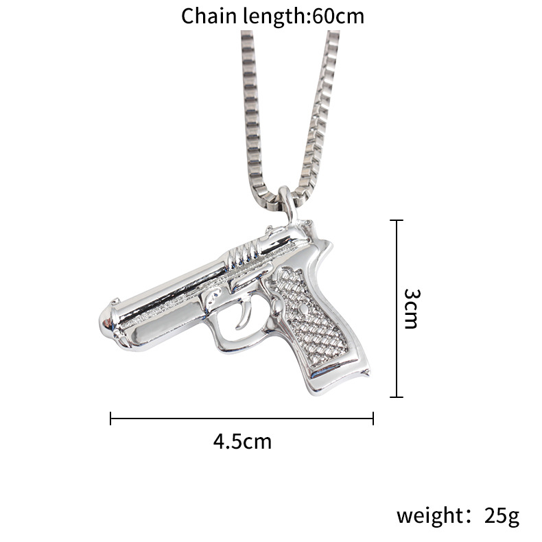 Fashion Pistol Alloy Plating Inlay Rhinestones Unisex Pendant Necklace 1 Piece display picture 3