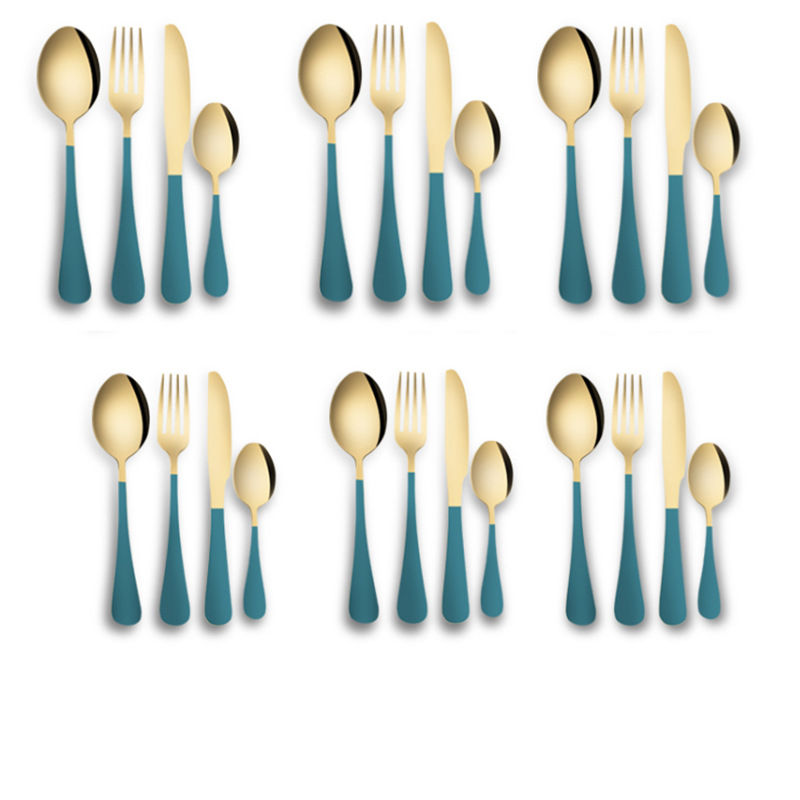 Amazon tiktok popular vajilla de acero inoxidable 24 piezas traje 1010 cuatro piezas principales 6 personas usan comida occidental cuchillo, tenedor y cuchara