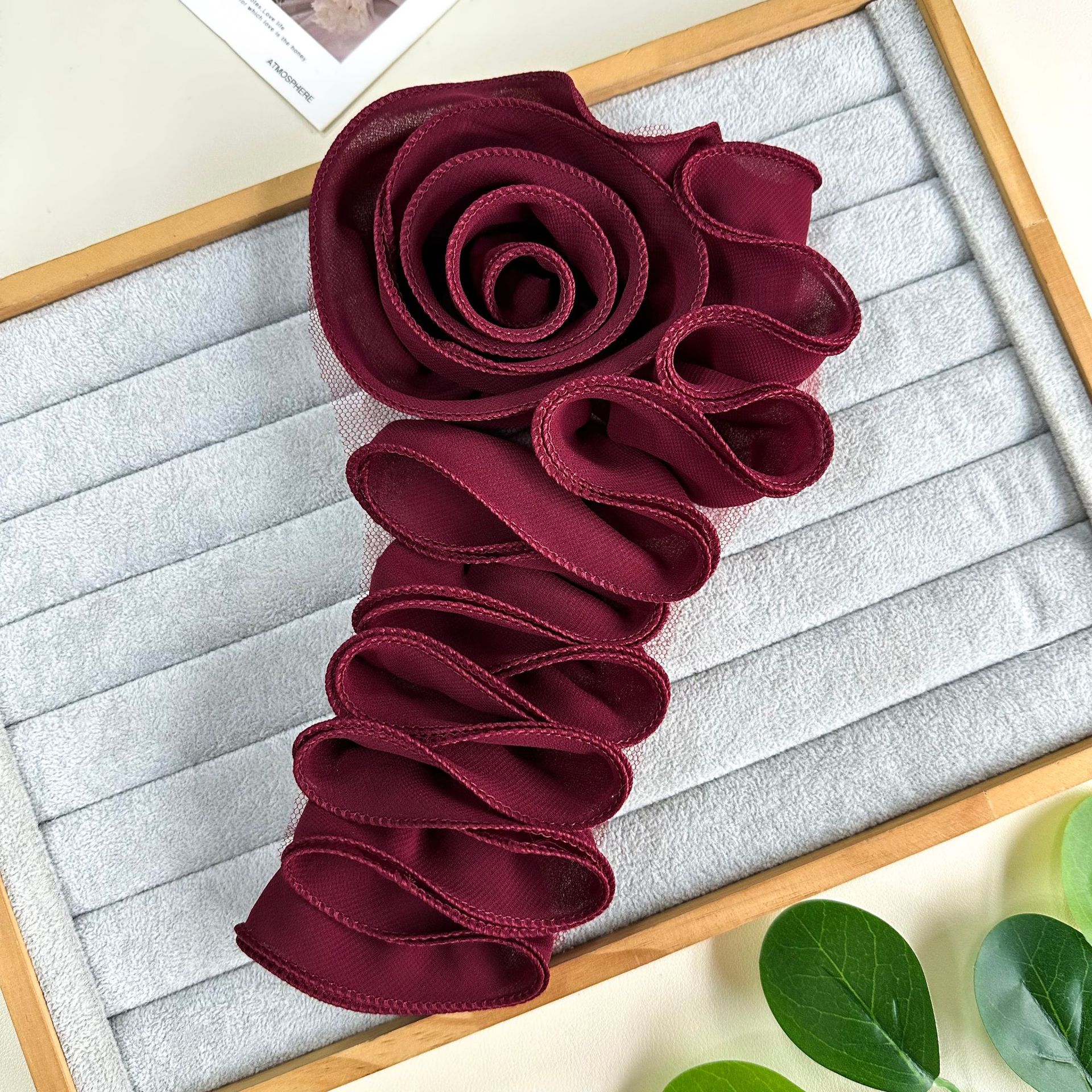 Accesorios decorativos de encaje grande ondulado plegado flor tela tela tela de tela de mujer diy accesorios hechos a mano flor decorativa