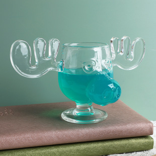 Christmas Gift Creative Borosilicate Glass Antler Cup Internet Celebrity Elk Wine Glass Glass Reindeer Cup Drink Cup