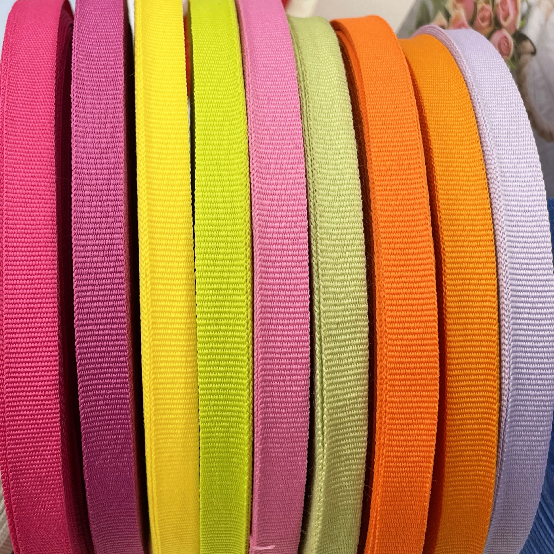 1 / 1.2 / 1.5 / 2cm de poliéster de color plano borde de banda accesorios de ropa de borde de costilla de color sólido banda de banda