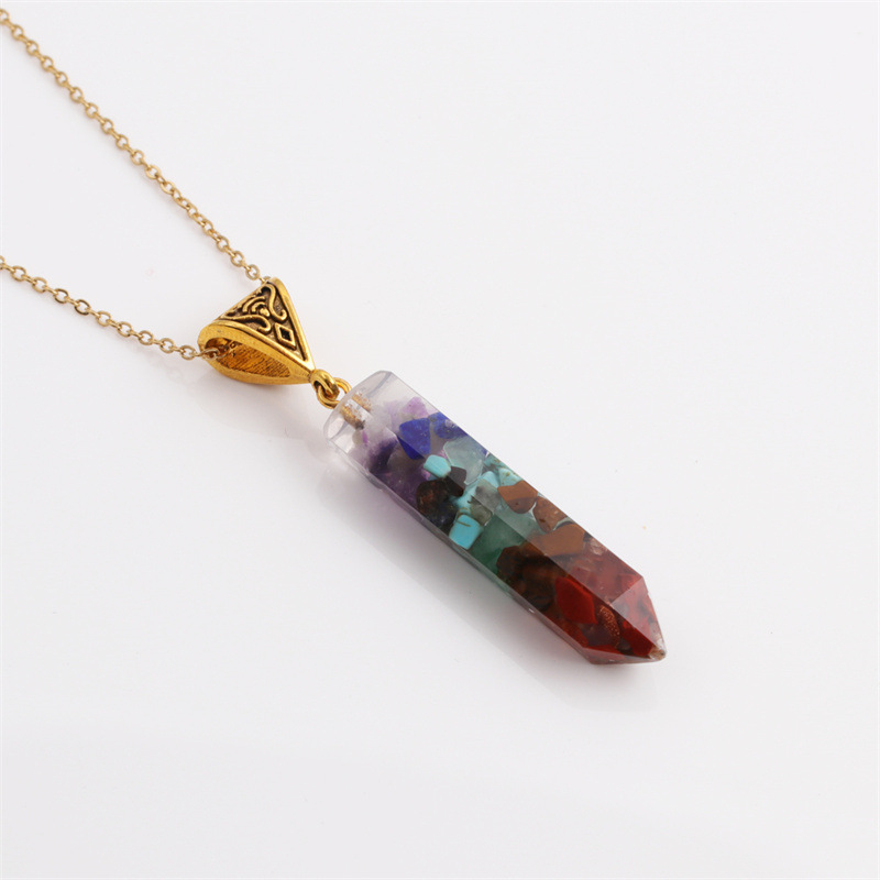 wholesale jewelry irregular shape semi-precious stone pendant stainless steel necklace nihaojewelry