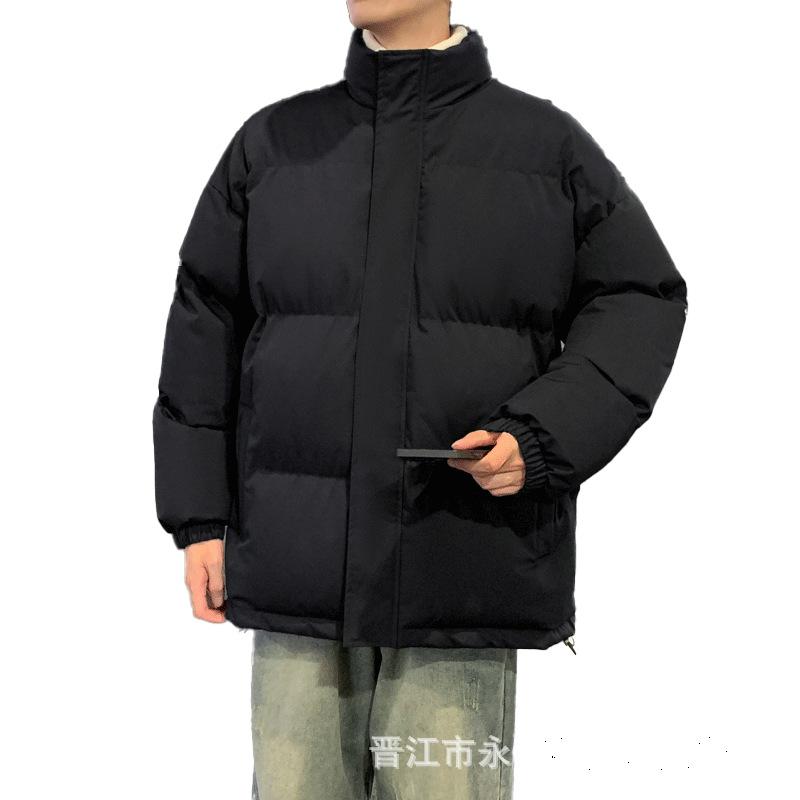 2025 ropa de pan de color sólido otoño y invierno pareja de cuello de algodón hombre y mujer más algodón grueso chaqueta de algodón fábrica al por mayor
