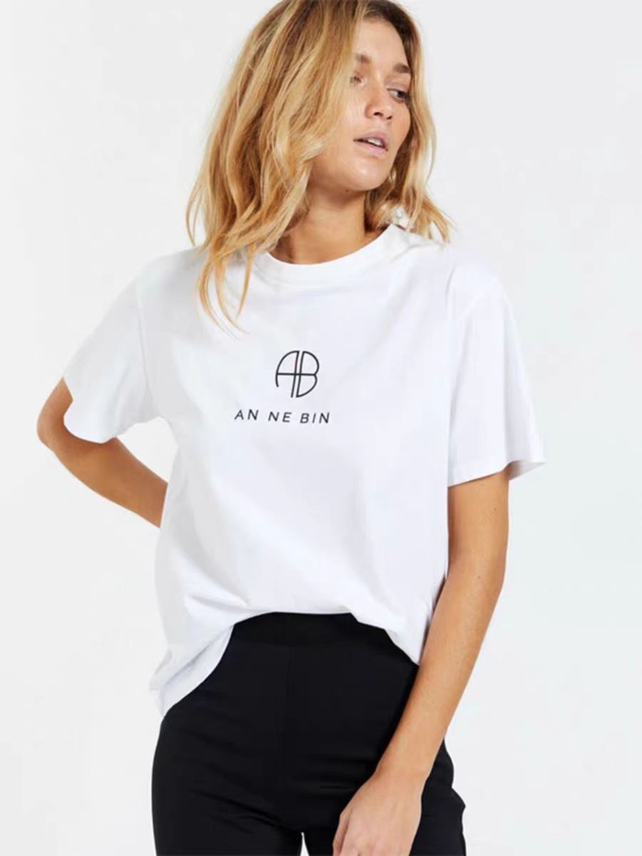 現物 ~ 24新型大衆デザインabアルファベットプリントtシャツシンプル純綿丸襟ゆるい半袖純綿上着