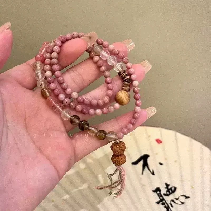 Serie de doble superposición - explosión de pulseras de bordas nuevas pulseras de estilo chino Ping An Guofeng de doble anillo nicho pulseras con cuentas joyas